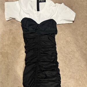 AKIRA Two-Tone Black and White Mini Dress